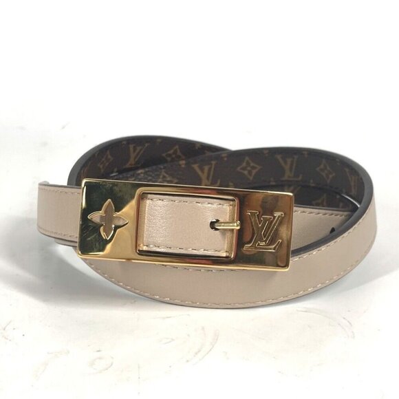 LOUIS VUITTON Monogram Belt-LV Duo 18MM Reversible Accessories Thin Belt - Picture 1 of 15